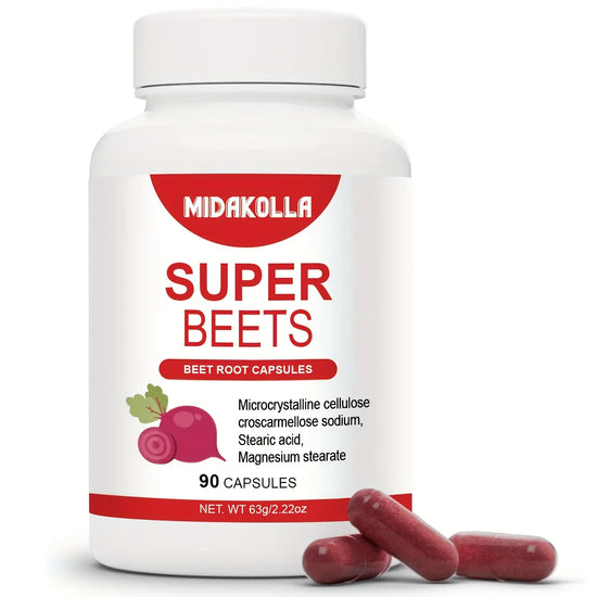 Beetroot Boost Natural Energy & Immunity Supplement 90 Capsules Supports Healthy Blood Pressure & Gut Health for Men & Women